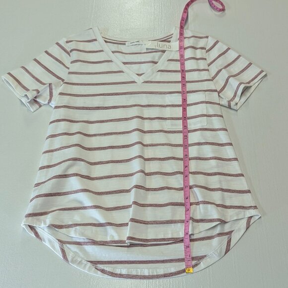 NWT Mod Ref Size Small Burgundy and White Striped Tee *Issue - Picture 12 of 14